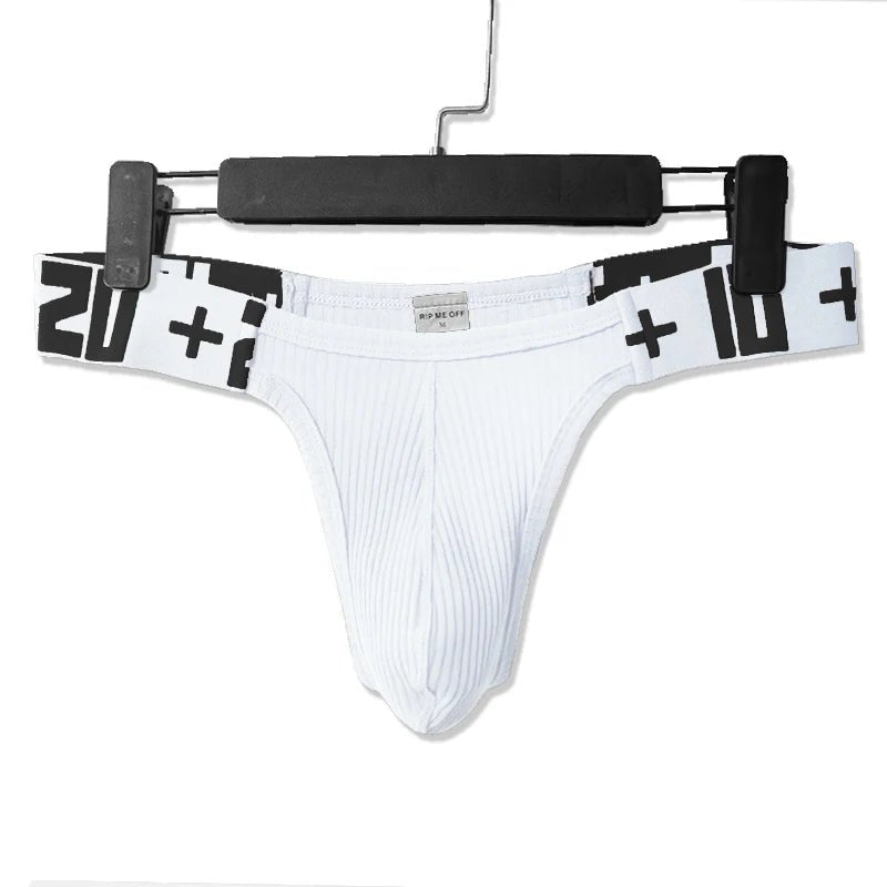 Breathable Low - Rise Cotton Pouch Thong - WOWihte