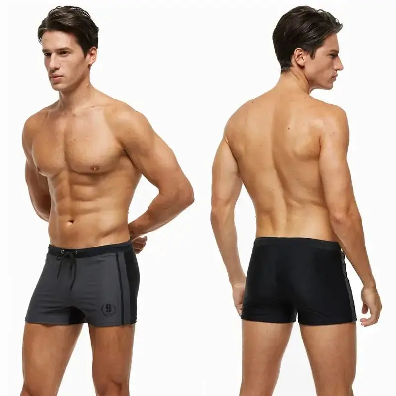 Breathable Solid Color Swim Briefs - WOWihte