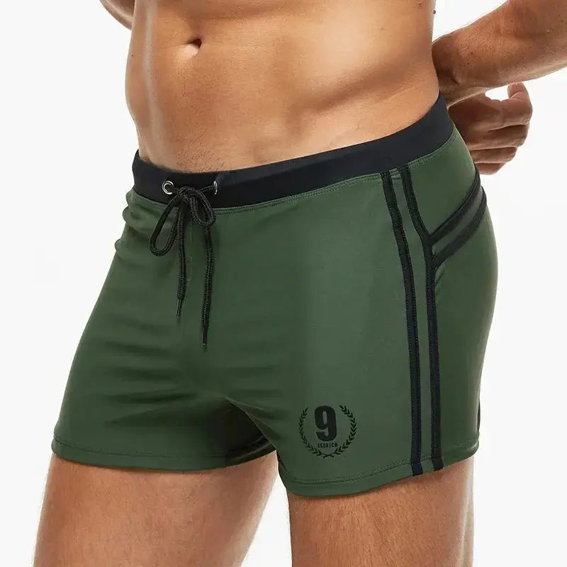 Breathable Solid Color Swim Briefs - WOWihte