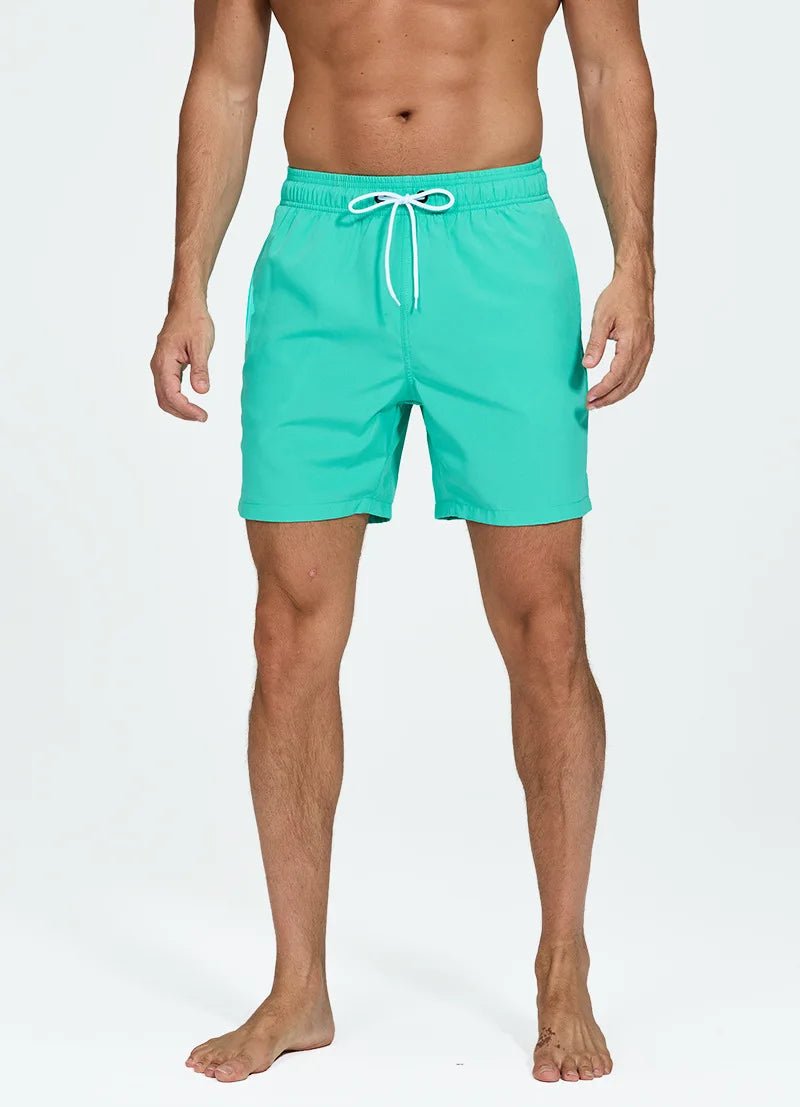 Breathable Solid Men's Swim Trunks - WOWihte