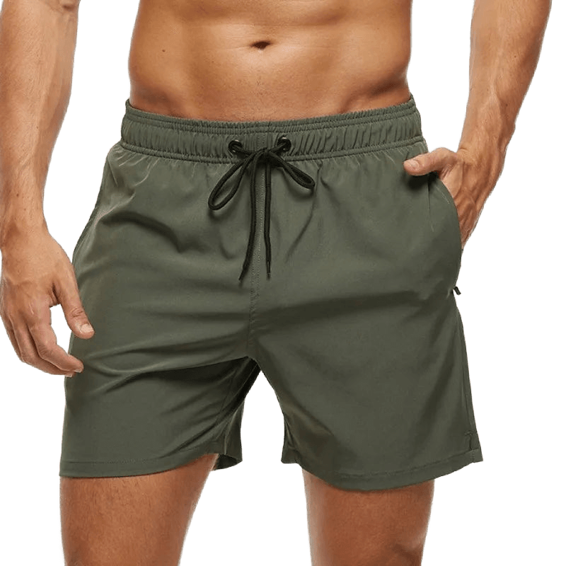 Breathable Solid Men's Swim Trunks - WOWihte
