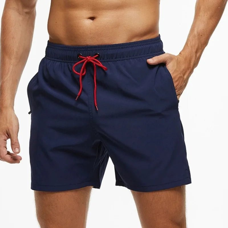 Breathable Solid Men's Swim Trunks - WOWihte