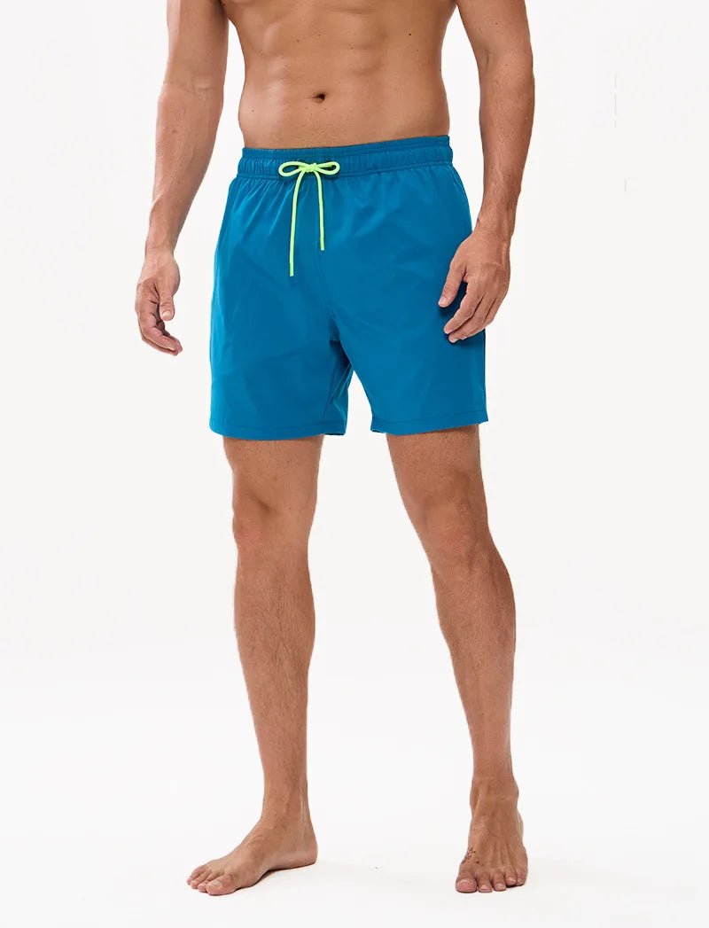 Breathable Solid Men's Swim Trunks - WOWihte