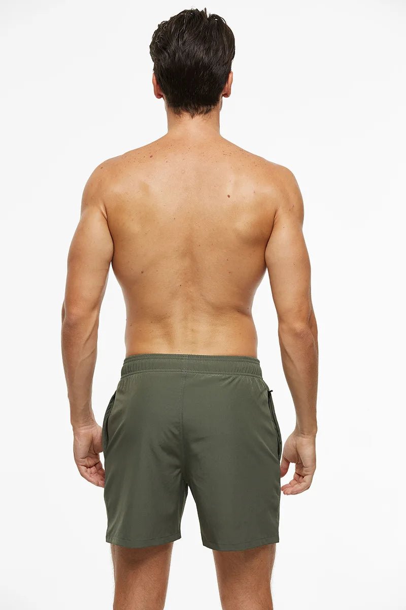 Breathable Solid Men's Swim Trunks - WOWihte