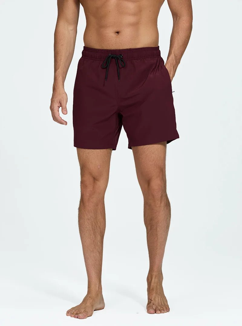 Breathable Solid Men's Swim Trunks - WOWihte