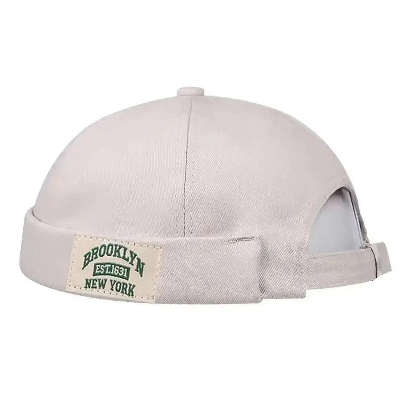 BROOKLYN1631 Label of Cloth Brimless Skullies Cap Beanie Hat Men Street Portable Docker Hats Melon Skin Cap Hip Hop Vintage Caps - WOWihte