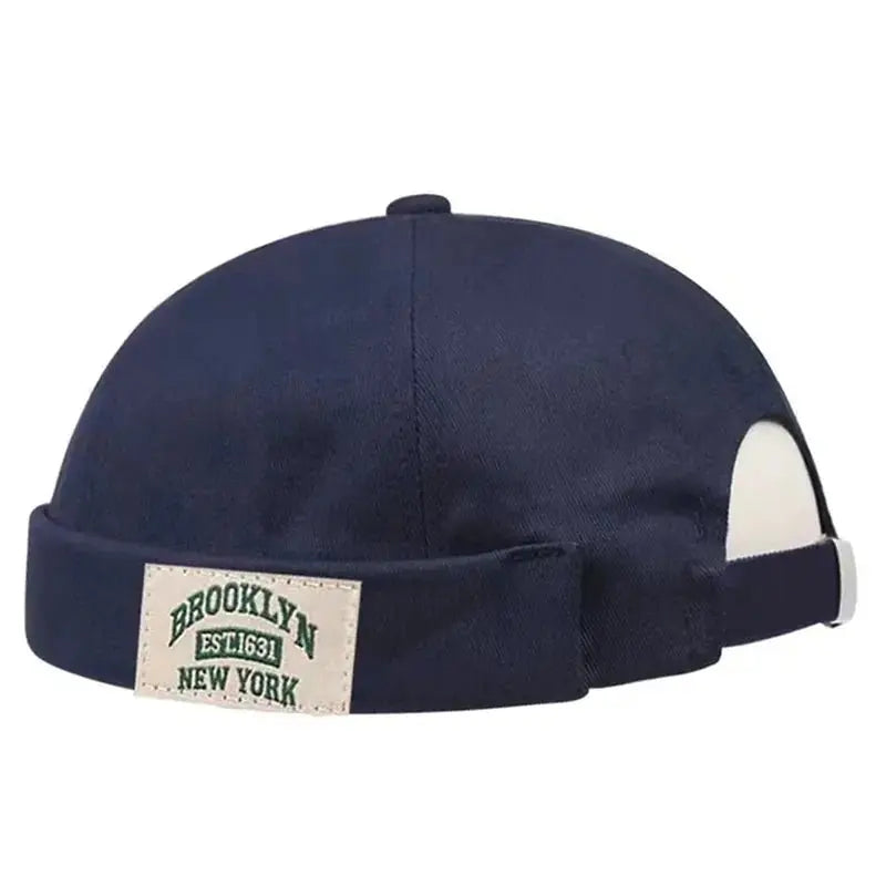 BROOKLYN1631 Label of Cloth Brimless Skullies Cap Beanie Hat Men Street Portable Docker Hats Melon Skin Cap Hip Hop Vintage Caps - WOWihte