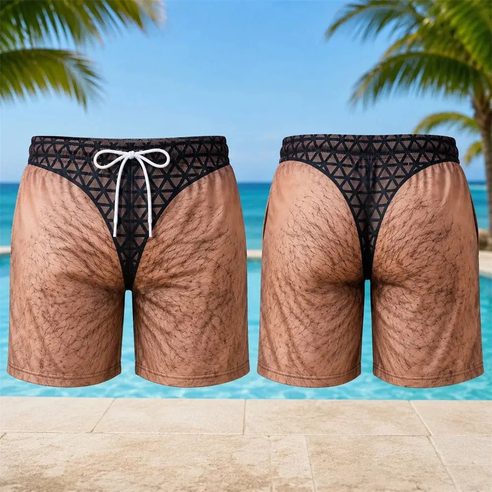 Buttocks Print Funny Ugly Swim Trunks For Men Unique Personality Fun Quirky Beach Shorts For A Friend's Boyfriend Summer New - WOWihte