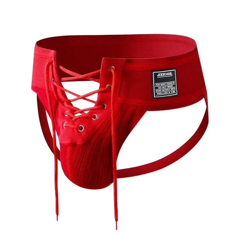 Camouflage Lace - Up Jockstrap Thong - WOWihte