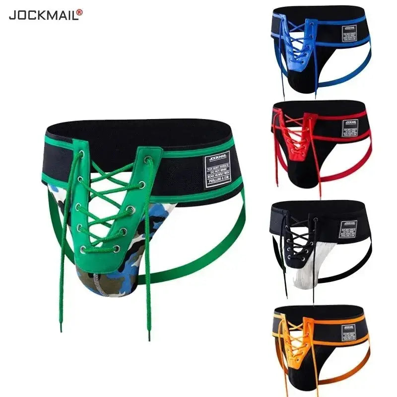 Camouflage Lace - Up Jockstrap Thong - WOWihte