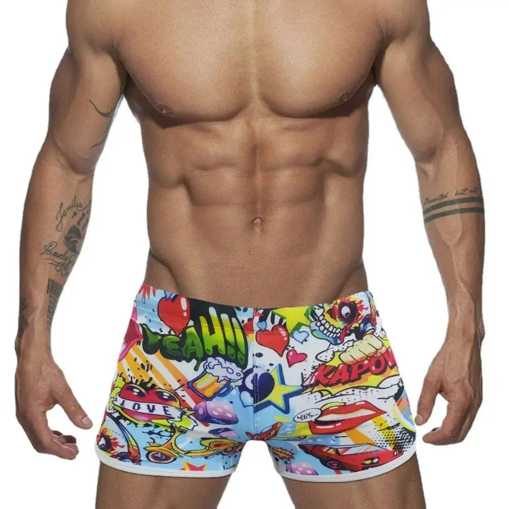 Cartoon Print Swim Shorts - WOWihte