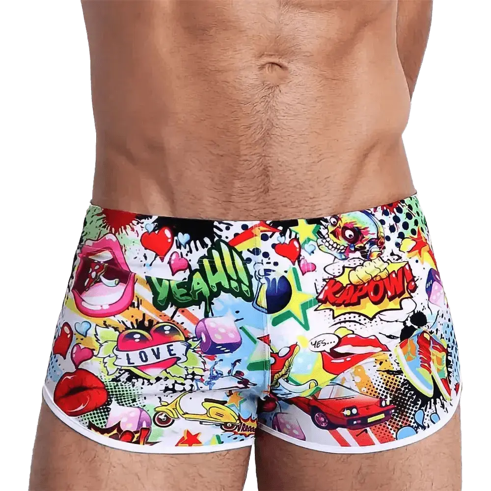Cartoon Print Swim Shorts - WOWihte