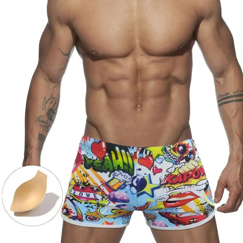 Cartoon Print Swim Shorts - WOWihte