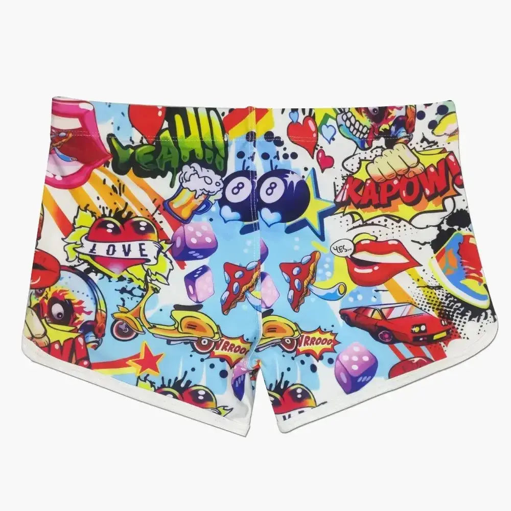 Cartoon Print Swim Shorts - WOWihte