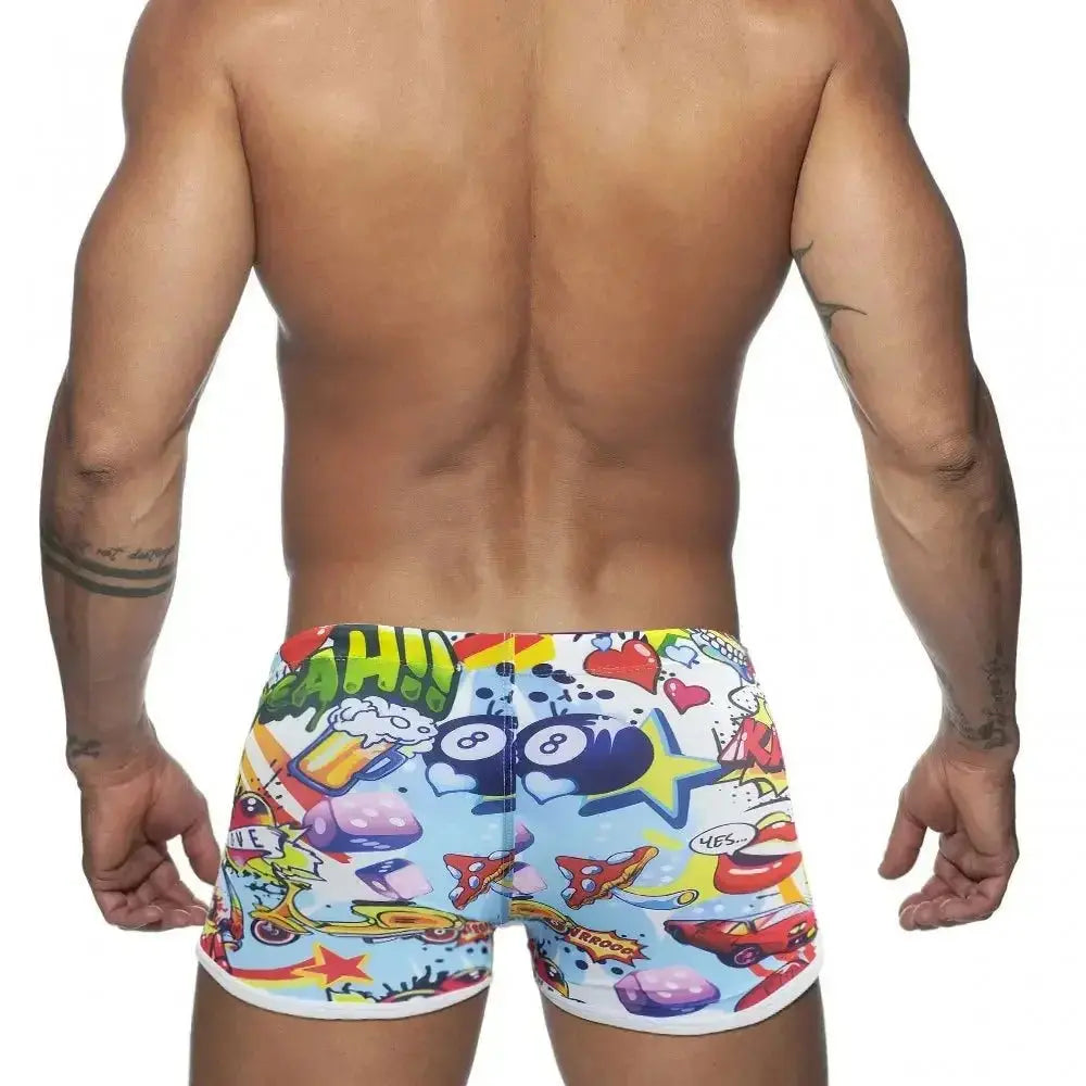Cartoon Print Swim Shorts - WOWihte