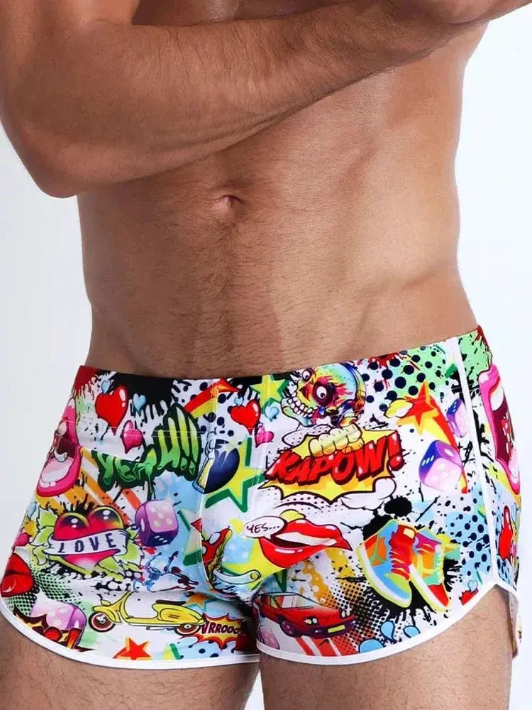 Cartoon Print Swim Shorts - WOWihte