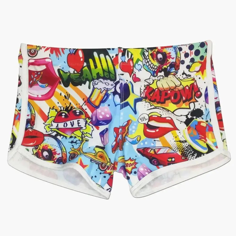 Cartoon Print Swim Shorts - WOWihte