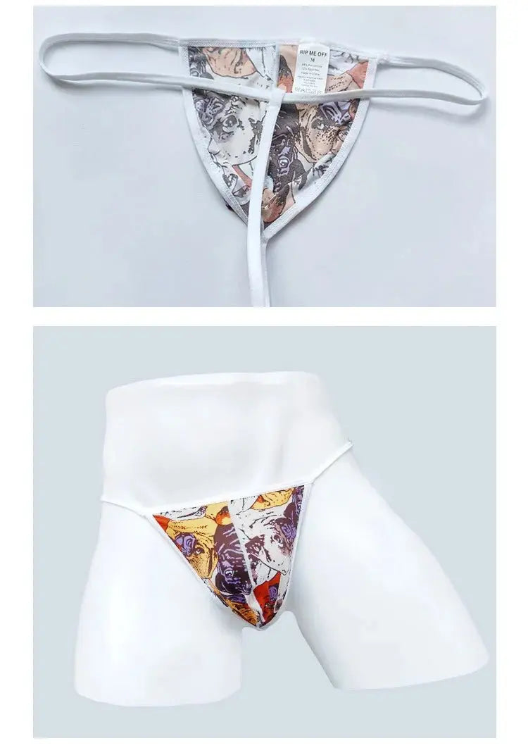 Cartoon Print Swim Thong - WOWihte
