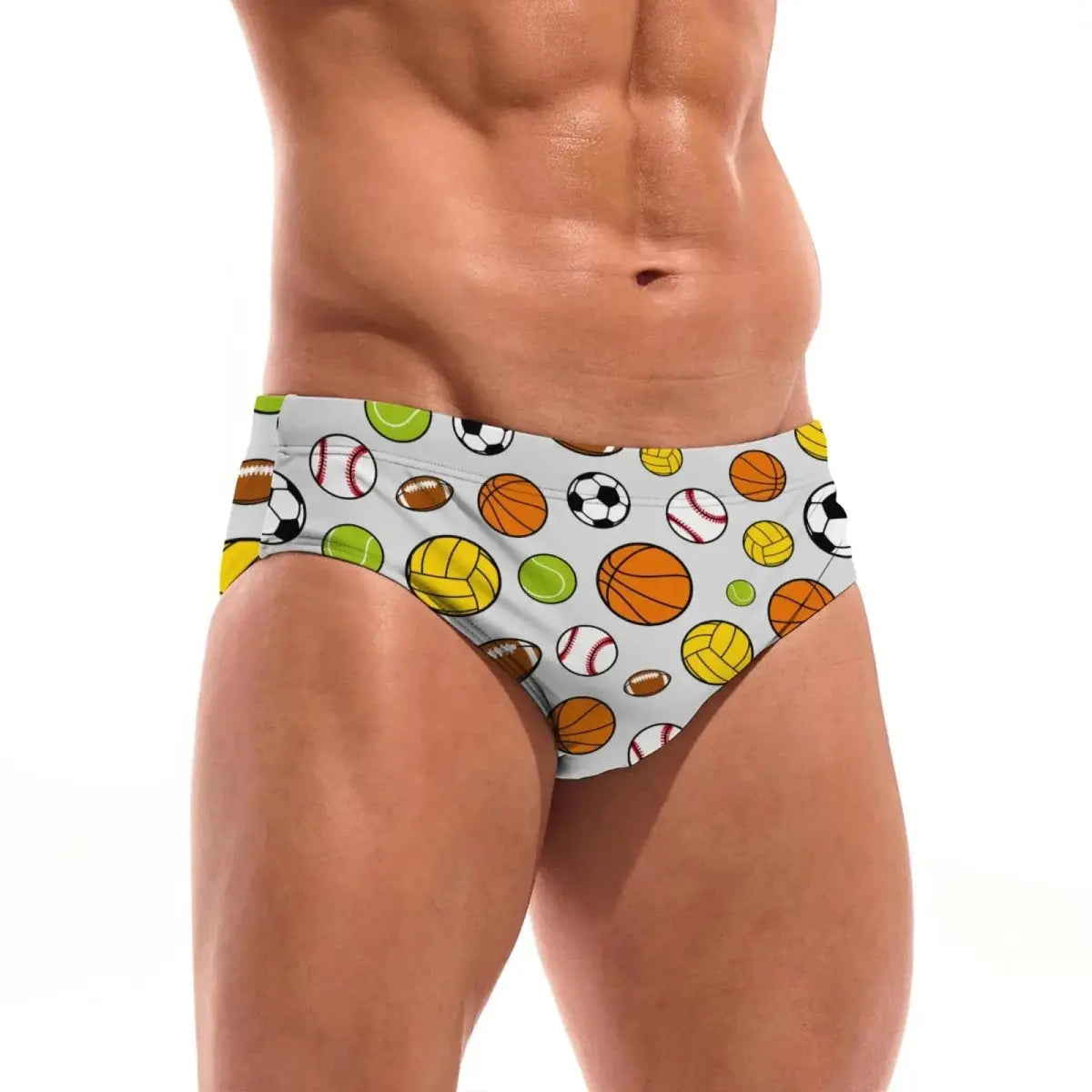 Cartoon Sports Ball Swim Briefs - WOWihte