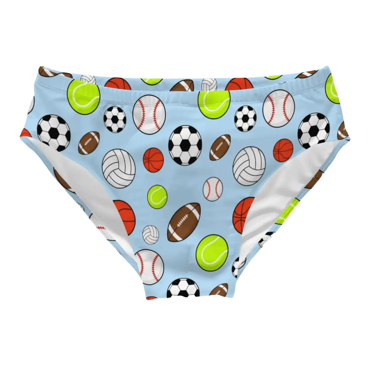 Cartoon Sports Ball Swim Briefs - WOWihte