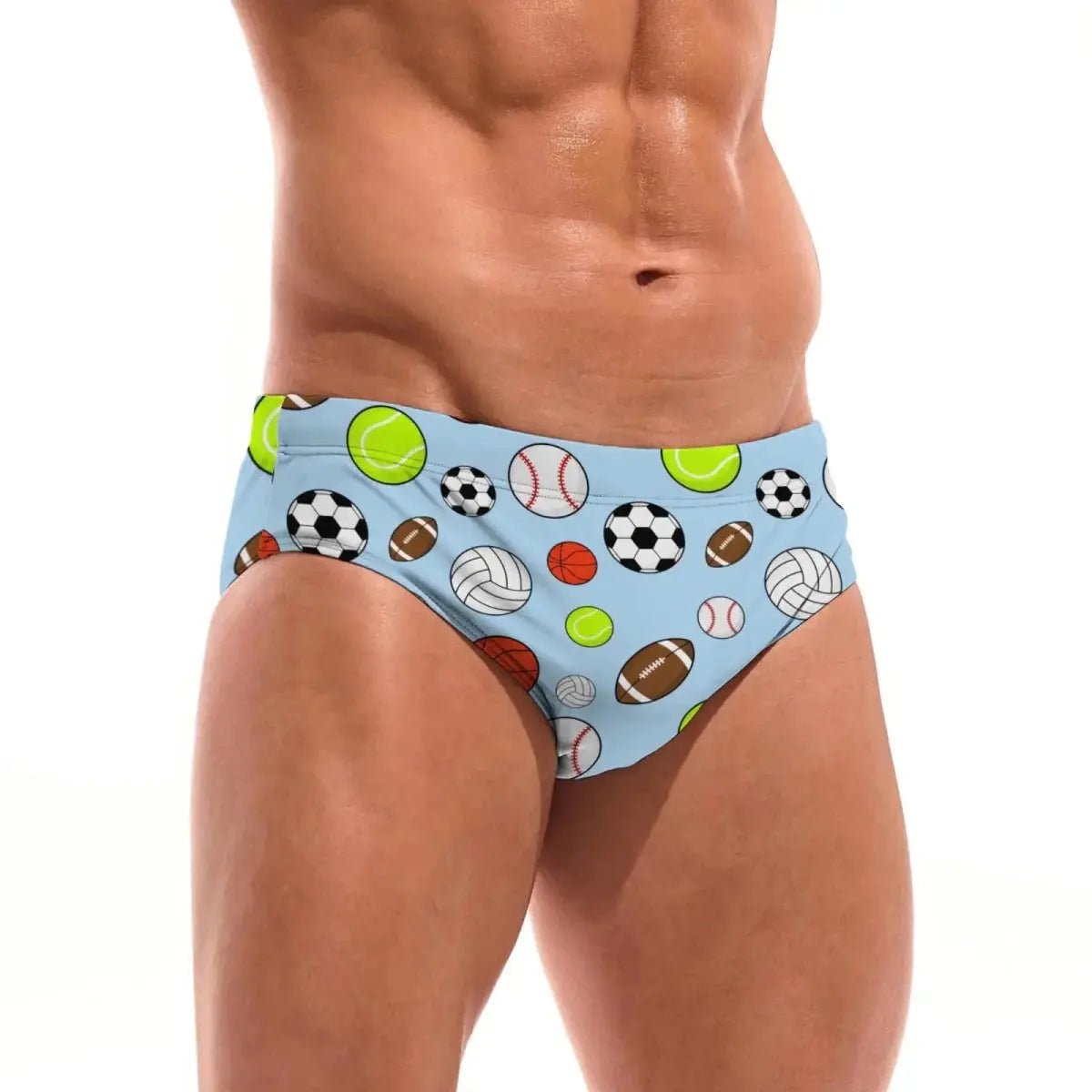 Cartoon Sports Ball Swim Briefs - WOWihte