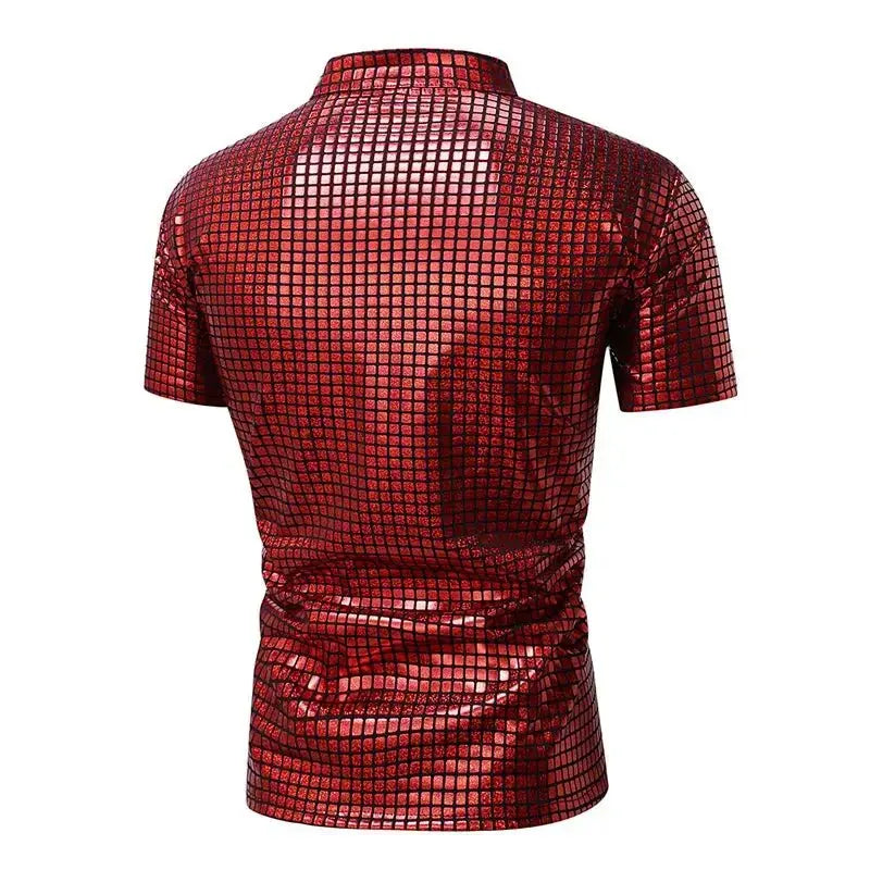 Checkered Stand Collar Polo Shirt - WOWihte