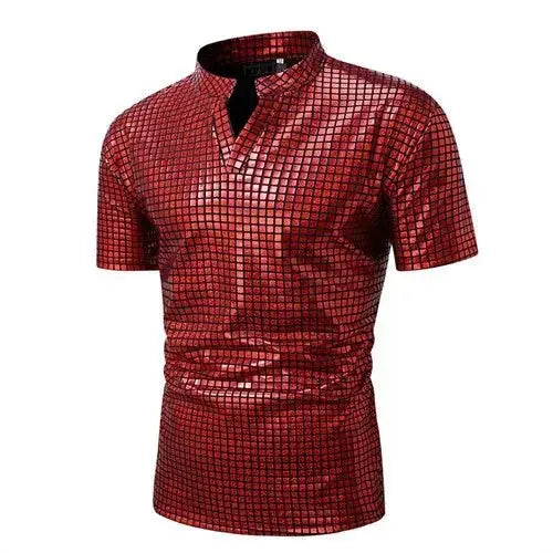 Checkered Stand Collar Polo Shirt - WOWihte