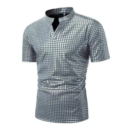Checkered Stand Collar Polo Shirt - WOWihte