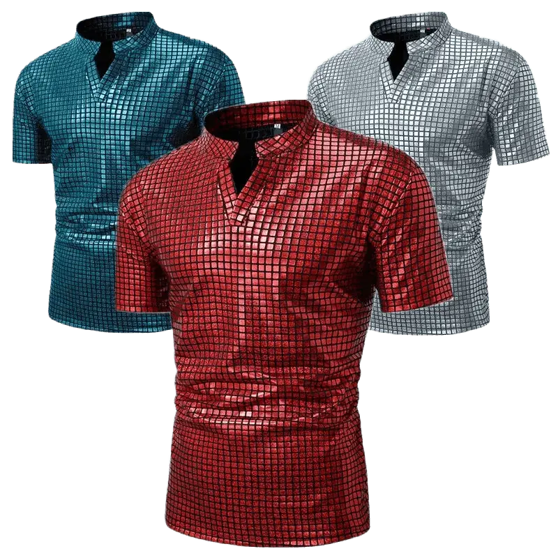 Checkered Stand Collar Polo Shirt - WOWihte