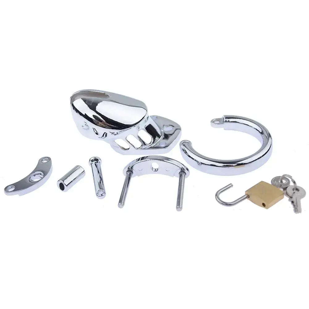 Compact Metal Chastity Device Set - WOWihte