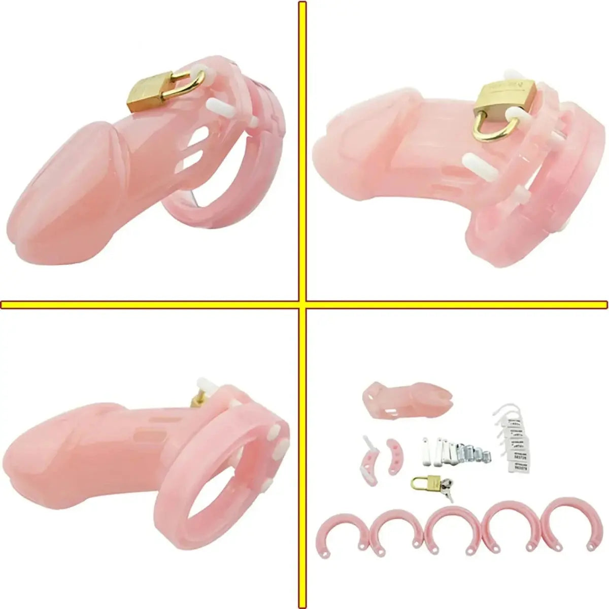 Complete Plastic Chastity Cage Set - WOWihte