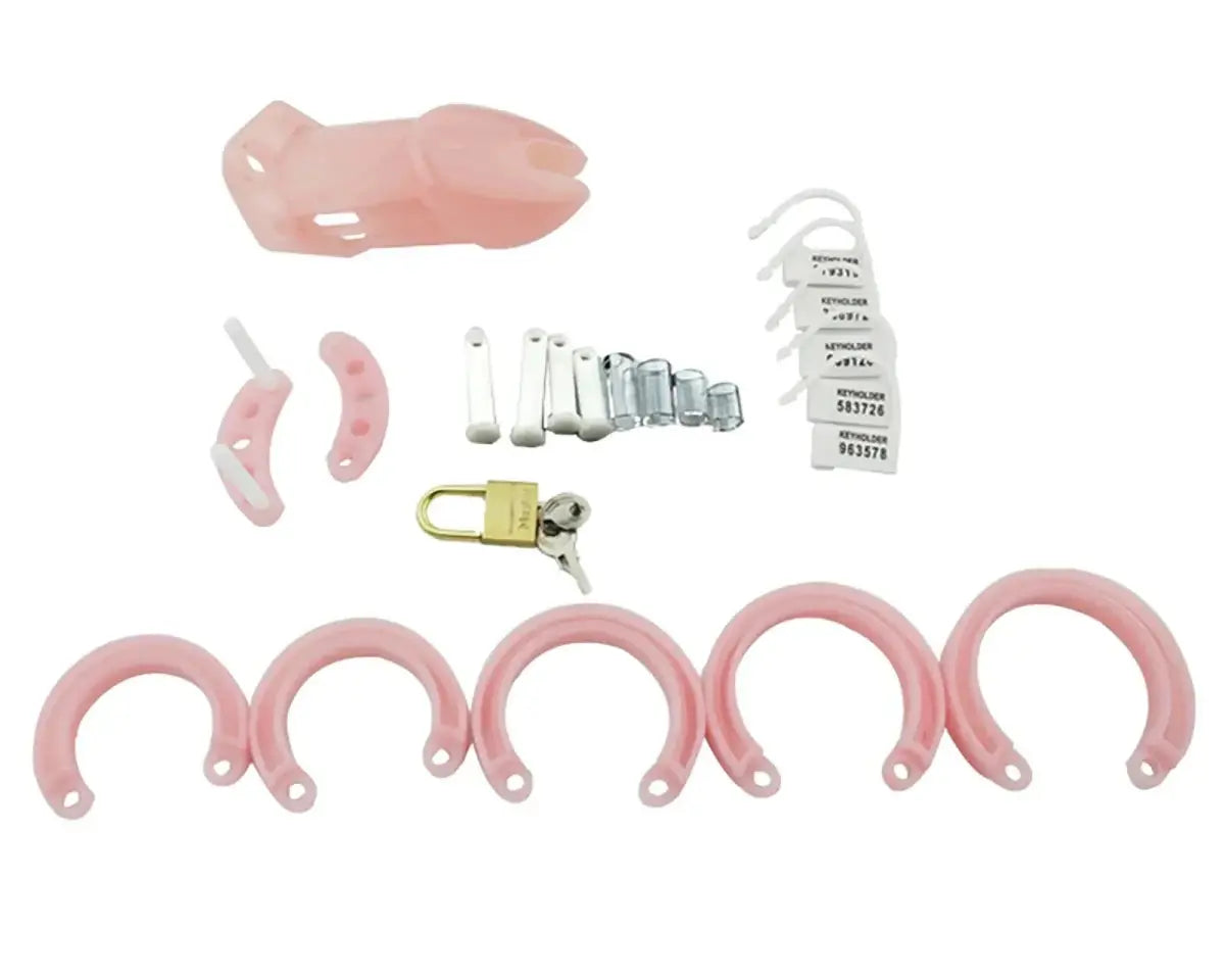 Complete Plastic Chastity Cage Set - WOWihte