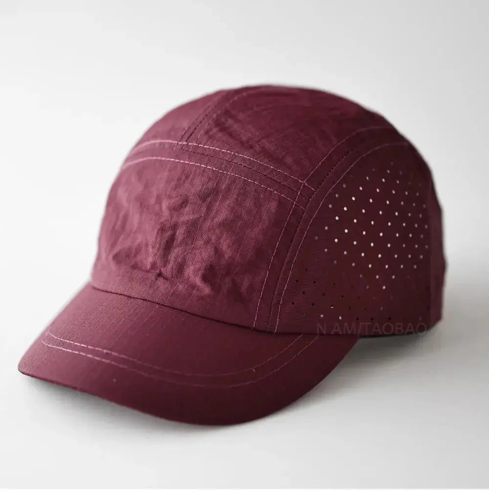 Custom Logo 5 - Panel Light Board Quick - drying Solid Color Hole Short - brim Baseball Cap Men Women Couples Simple Thin Baseball Cap - WOWihte