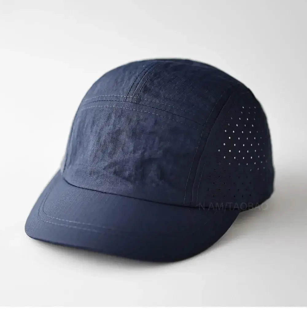 Custom Logo 5 - Panel Light Board Quick - drying Solid Color Hole Short - brim Baseball Cap Men Women Couples Simple Thin Baseball Cap - WOWihte
