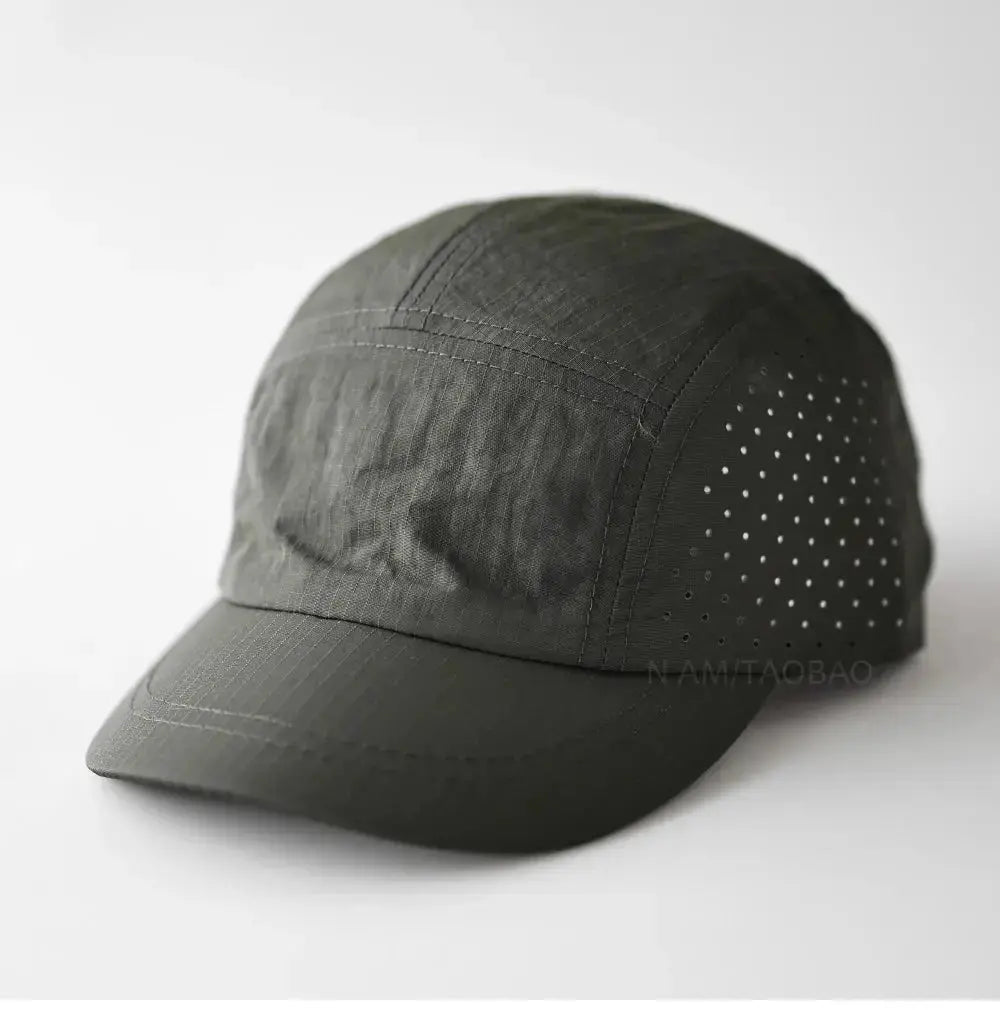 Custom Logo 5 - Panel Light Board Quick - drying Solid Color Hole Short - brim Baseball Cap Men Women Couples Simple Thin Baseball Cap - WOWihte