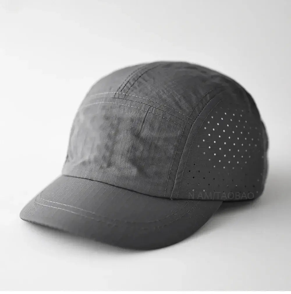 Custom Logo 5 - Panel Light Board Quick - drying Solid Color Hole Short - brim Baseball Cap Men Women Couples Simple Thin Baseball Cap - WOWihte