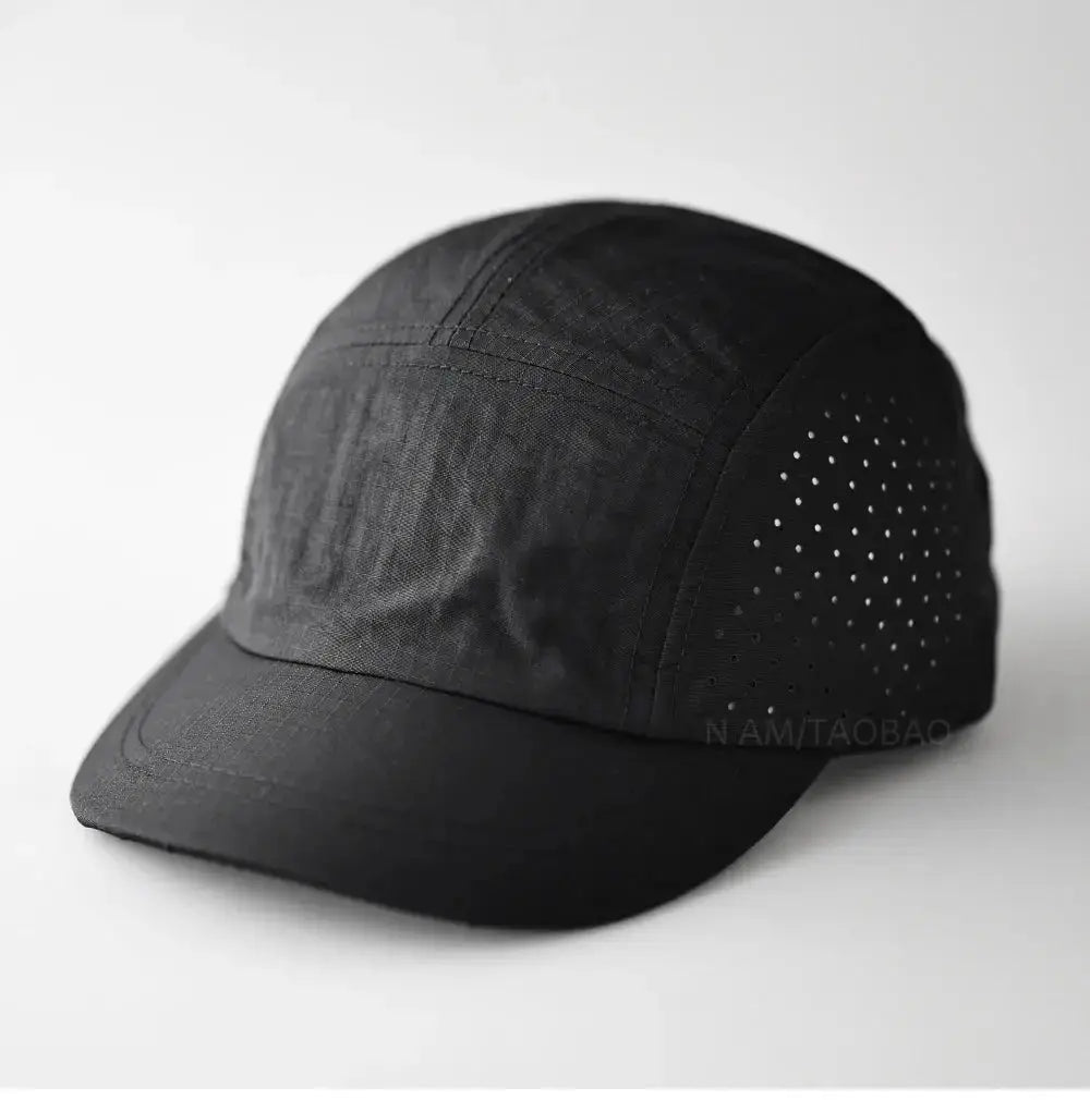 Custom Logo 5 - Panel Light Board Quick - drying Solid Color Hole Short - brim Baseball Cap Men Women Couples Simple Thin Baseball Cap - WOWihte