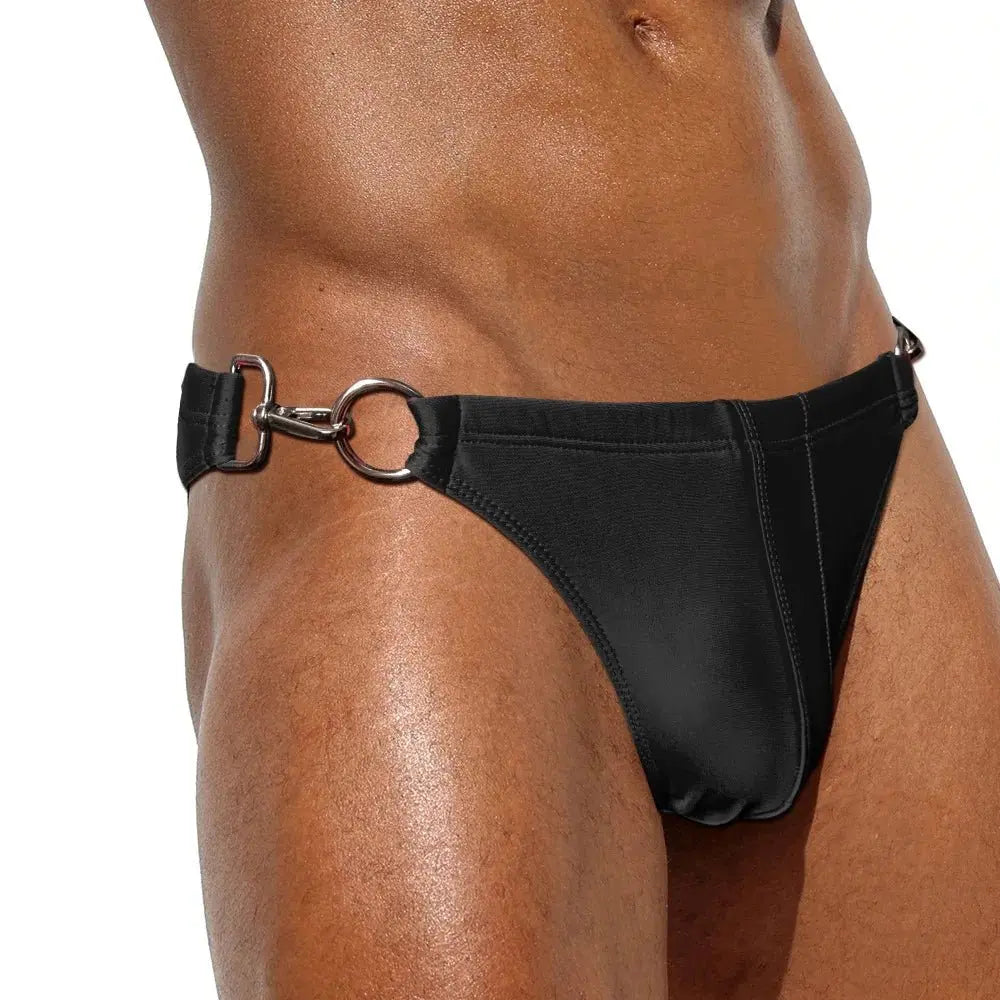 Double Sided Metal Buckle - Swim Mini Briefs - WOWihte