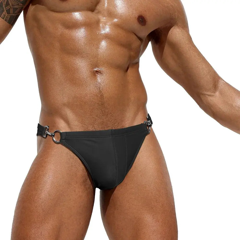 Double Sided Metal Buckle - Swim Mini Briefs - WOWihte