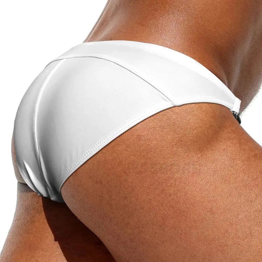 Double Sided Metal Buckle - Swim Mini Briefs - WOWihte