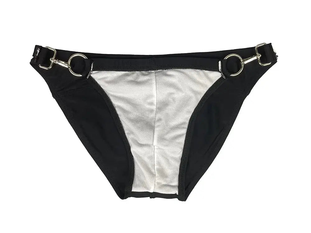 Double Sided Metal Buckle - Swim Mini Briefs - WOWihte