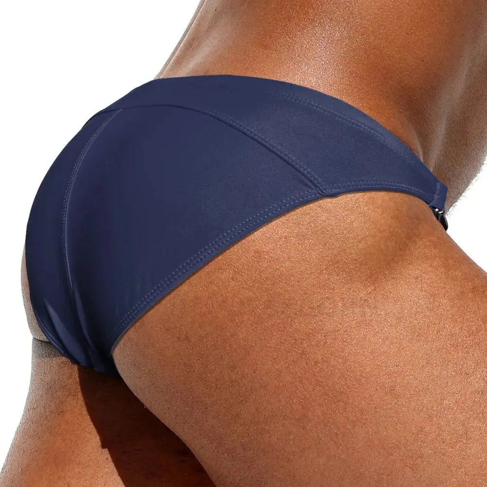 Double Sided Metal Buckle - Swim Mini Briefs - WOWihte
