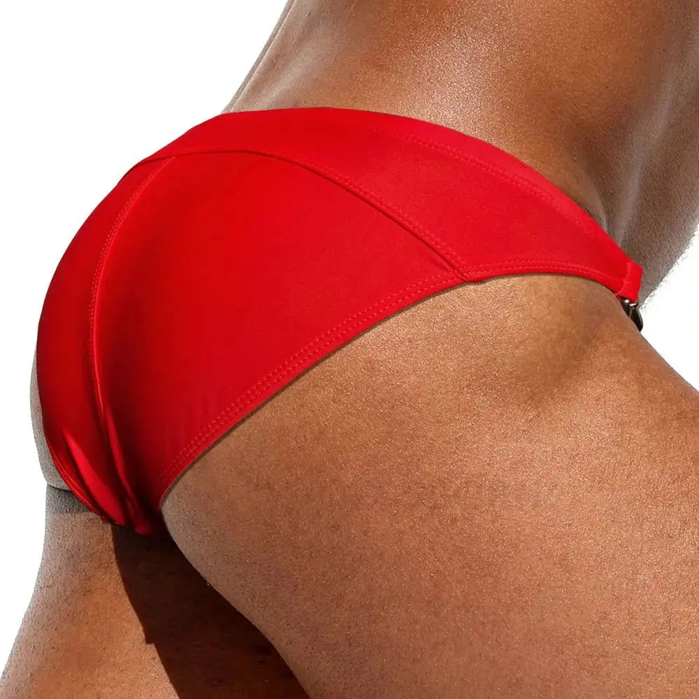 Double Sided Metal Buckle - Swim Mini Briefs - WOWihte