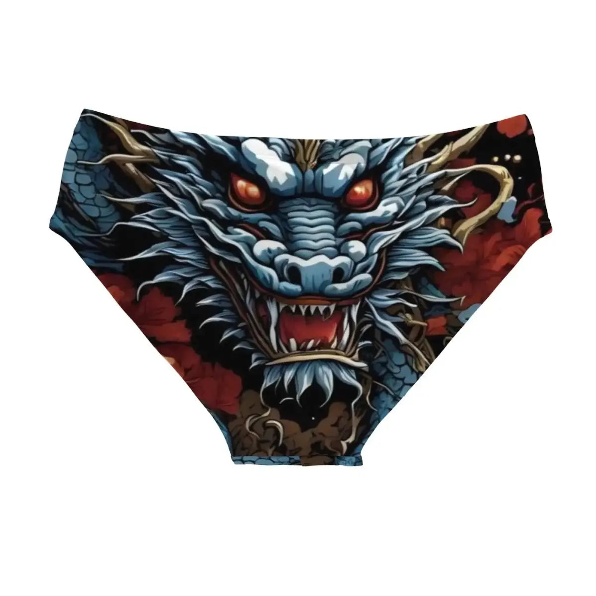Dragon Print Triangle Swim Trunks - WOWihte