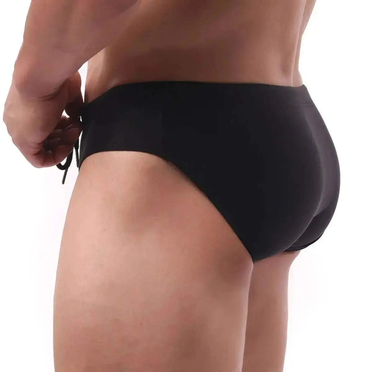 Drawstring Bulge Pouch Swimwear - WOWihte