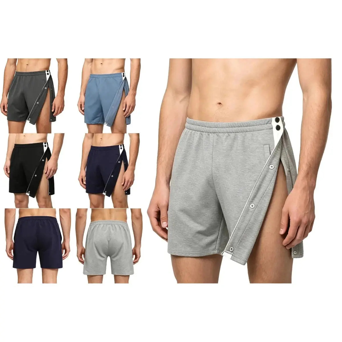 Easy-Access Side-Snap Shorts - WOWihte
