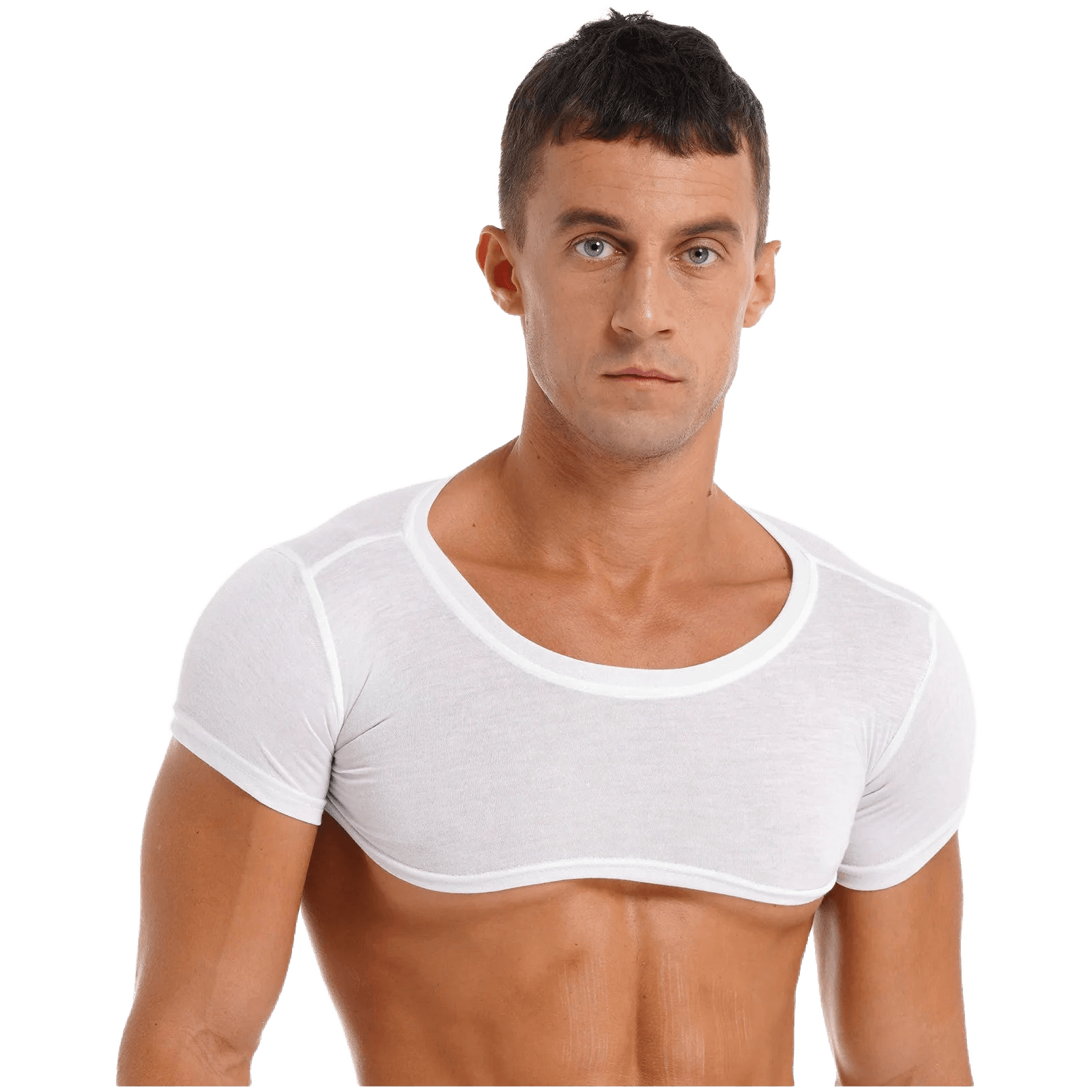Men's Crop Top Muscle Tee Gym Workout Clubwear Party Outfit