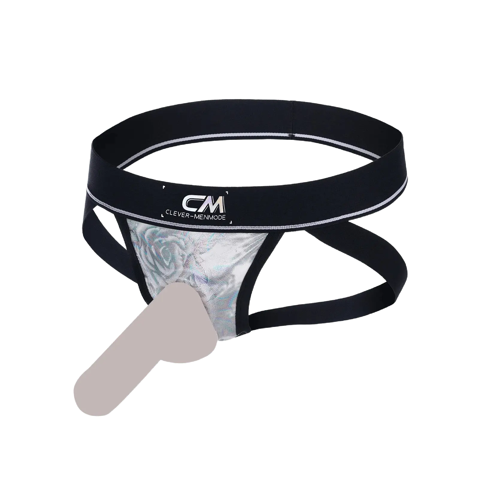 Silvery Faux Leather Erotic Jockstrap