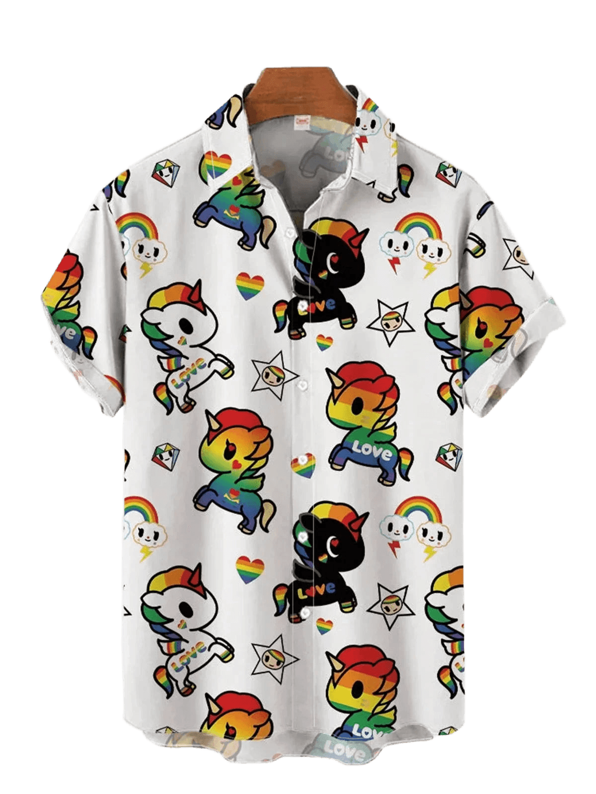 Rainbow Pony Print Men's Short Sleeve Shirt