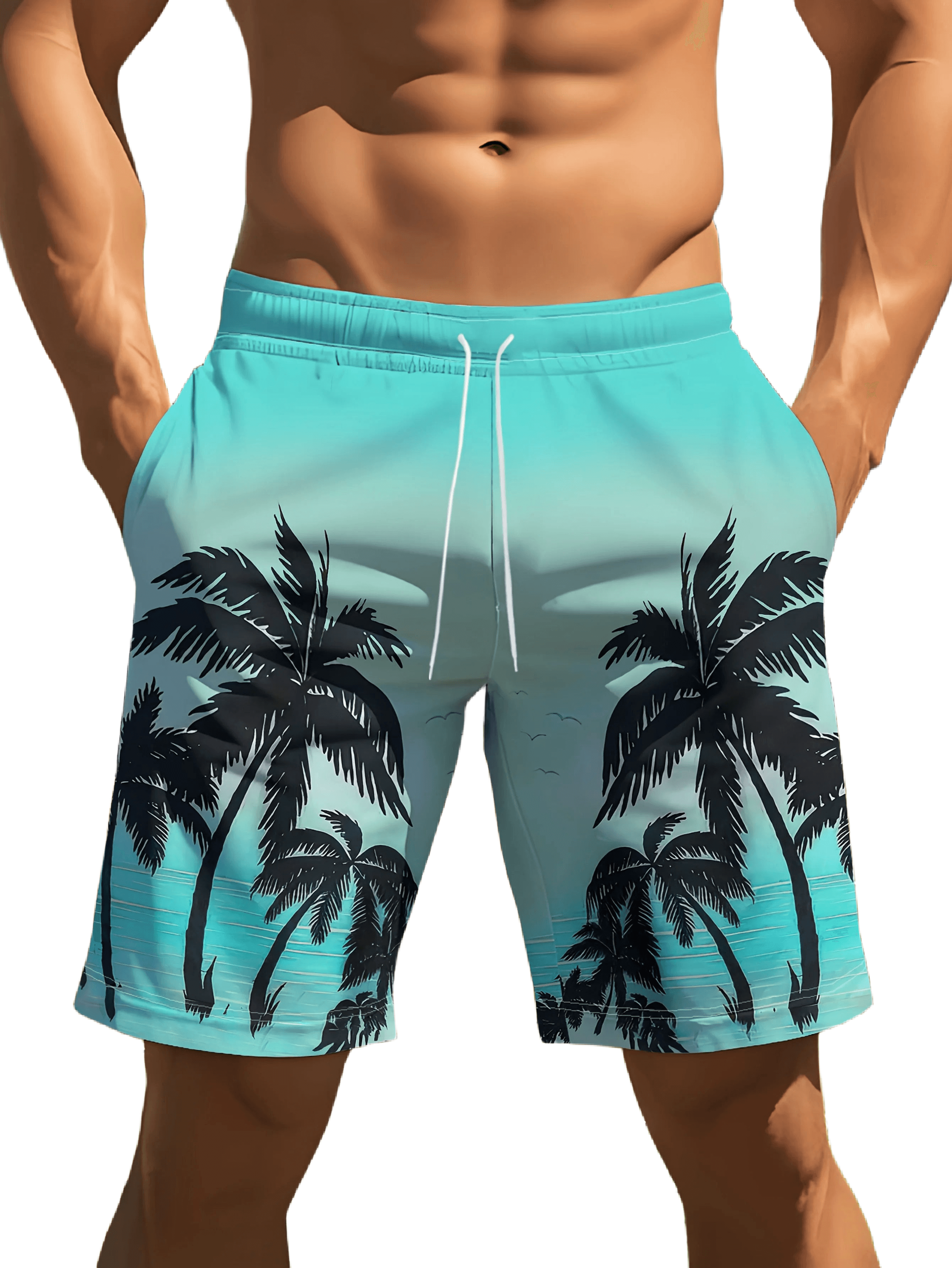 3D Palm-Print Quick-Dry Surf Shorts